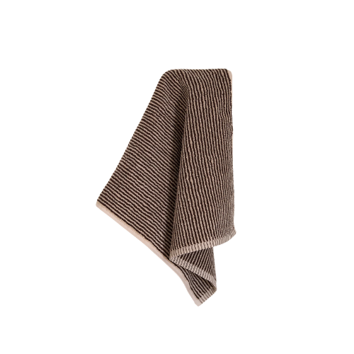 Citta Stripe Cotton Hand Towel - Cocoa/Bone