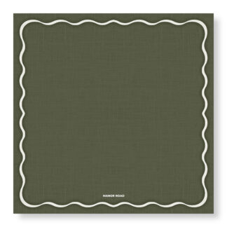 Linen Scallop (Olive & White) Cheese Board Presentation Cards