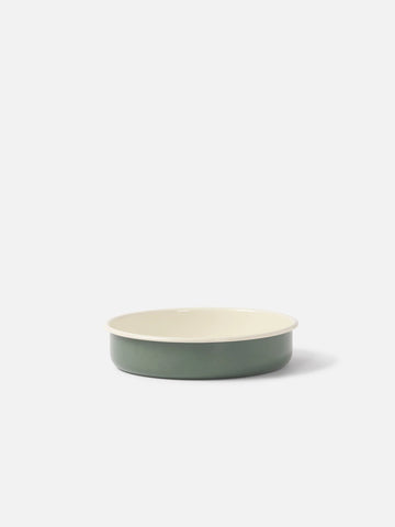 Citta Enamel Small Round Baking Tray - Olive/Cream