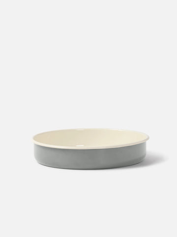 Citta Enamel Large Round Baking Tray - Dark Grey/Cream