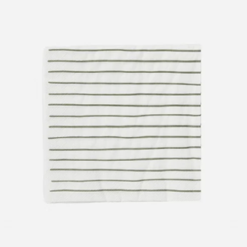 Citta Stripe Cocktail Serviette - White/Olive