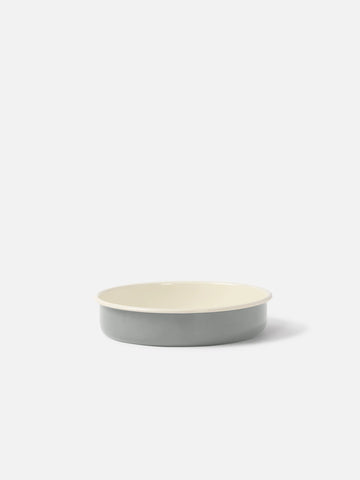 Citta Enamel Small Round Baking Tray - Dark Grey/Cream