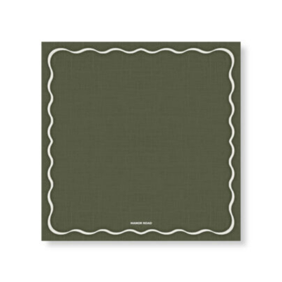 Linen (Scallop Olive & White) Cheese Board Presentation Cards