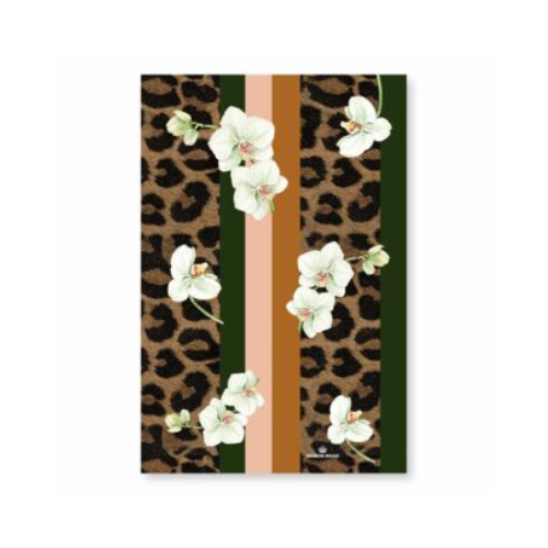 Microfiber Tea Towel - White Orchid & Leopard