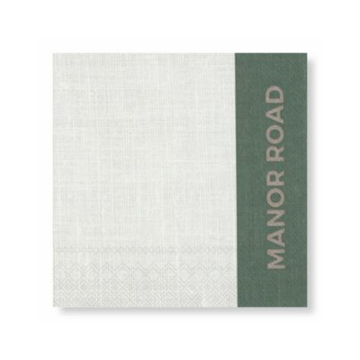 Manor Road Linen (Colourblock Green) Napkins - Cocktail
