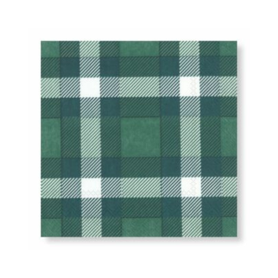 Manor Road Classic Plaid Green Napkins - Cocktail