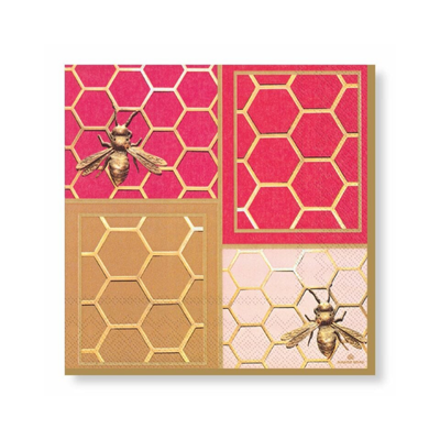 Manor Road Colourblock Bees Napkins - Cocktail