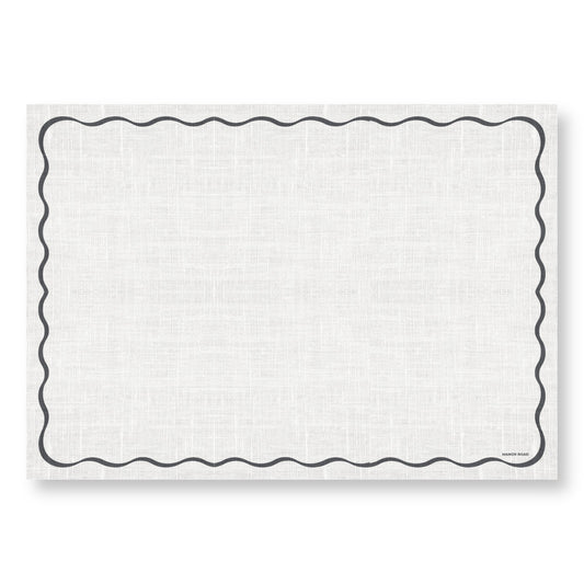 Linen Scallop (Black & White) Greaseproof Paper - A3